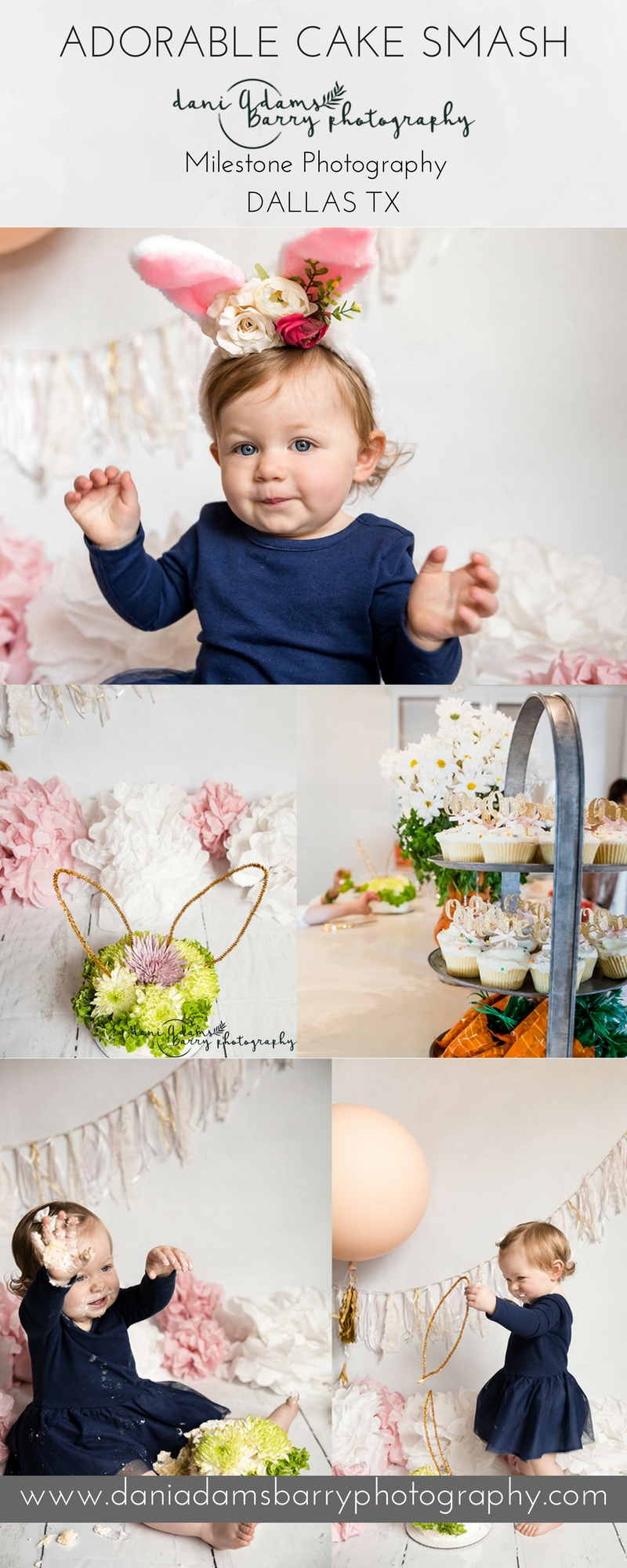 Adorable Cake Smash Photo Session- Bunny Theme- Dallas TX- Dani Adams Barry Photography